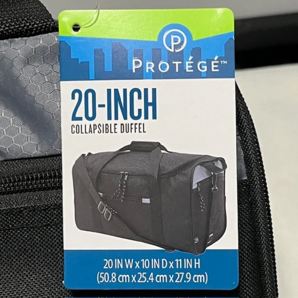 PROTOGE Collapsible Black 20 Inch Duffle Bag NWT